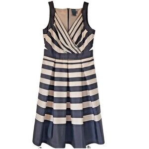 Gabby Skye Striped Fit‎ & Flare Dress Sleeveless Party Cocktail Size 6